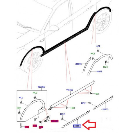 Land rover Moulure porte avant droit  Discovevery Sport (LR116796)