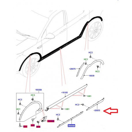Land rover Moulure porte arriere droite DISCOVERY SPORT (LR116798)