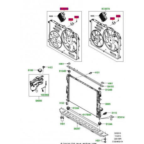 Land rover ensemble moteur/vent.-refroid. moteur Evoque (LR100364)