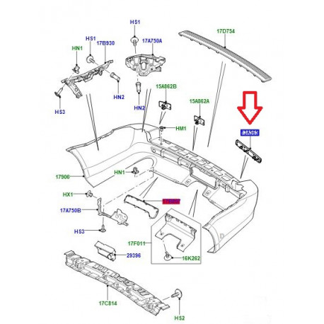 Land rover catadioptre arriere/gauche Discovery 3, Range Sport (XFF500030)