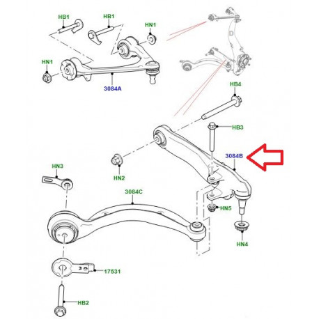 Land rover bras suspension avant  inferieur gauche  VELAR (LR141989LR)