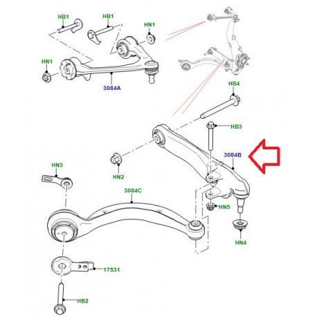 Land rover bras suspension avant  inferieur droit  VELAR (LR141990LR)