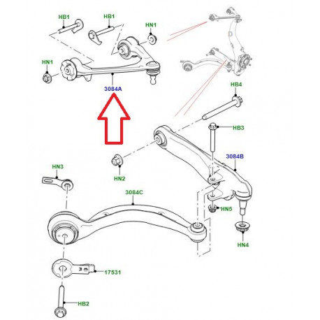 Land rover Triangle superieur avant droit VELAR (LR117884LR)