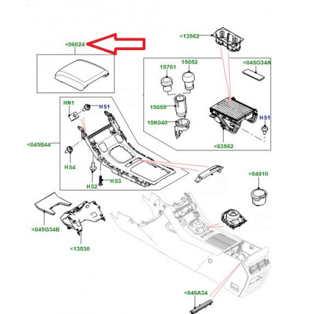 Land rover couvercle compartiment rangement Evoque (LR054868)