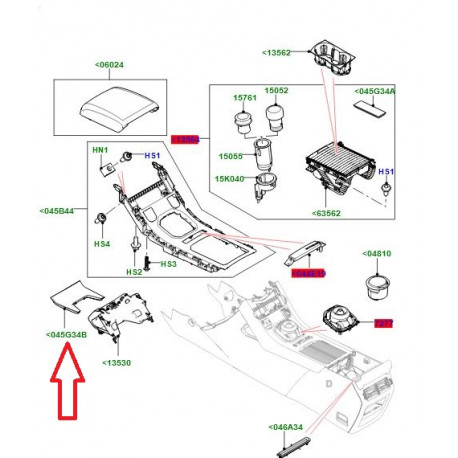 Land rover tapis espace rangement console Evoque (LR025612)