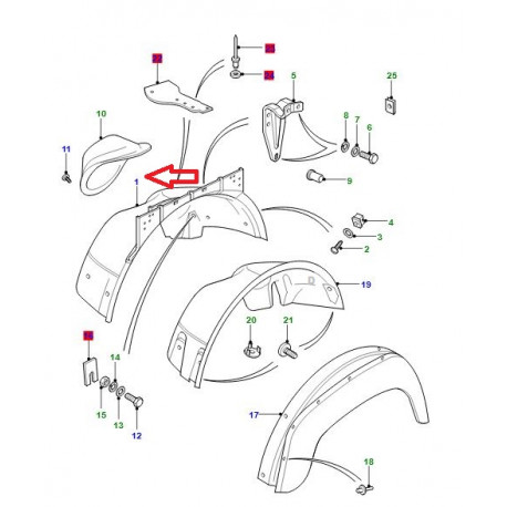 Land rover passage de roue avant droit DEFENDER sans clim (AWJ710060)