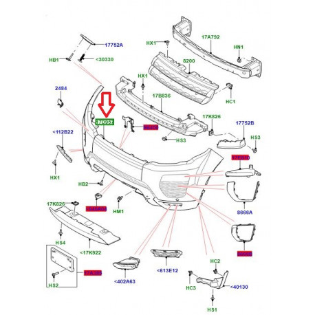 Land rover pare-chocs av (LR079538)