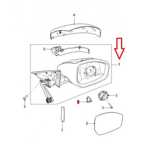 Jaguar Retroviseur exterieur droit E PACE (J9C8361)