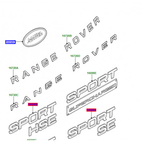 Land rover logo de calandre LAND ROVER noir argente Defender 90, 110, 130, Range L322, Sport (DAG500160)