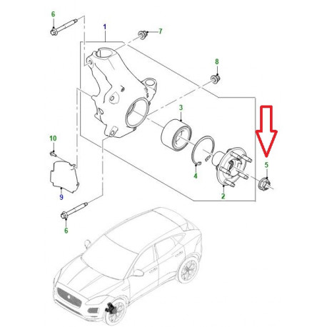 Jaguar ecrou de moyeu M24 x 2 (C2P12731)