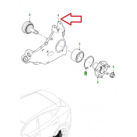 Jaguar Pivot porte moyeu arriere droite E PACE (J9C8644)