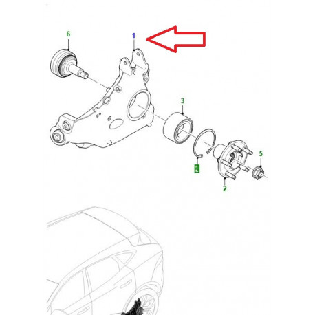 Jaguar Pivot porte moyeu arriere gauche E PACE (J9C8645)