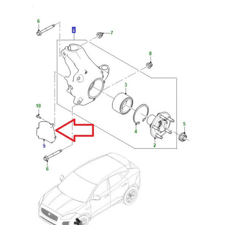 Jaguar Patte de fixation flexible de frein  droit  E PACE (J9C2228)