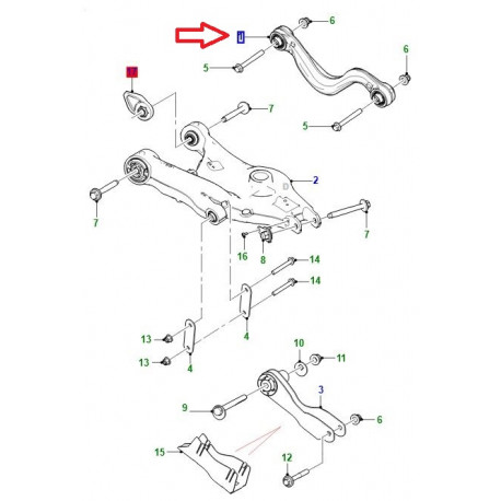 Jaguar Bras superieur arriere gauche E PACE (J9C1717)