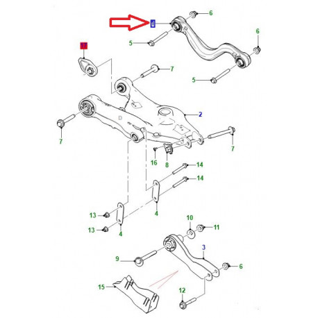 Jaguar Bras superieur arriere droit E PACE (J9C1348)