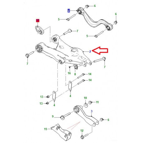 Jaguar Bras inferieur arriere droit E PACE (J9C6219)