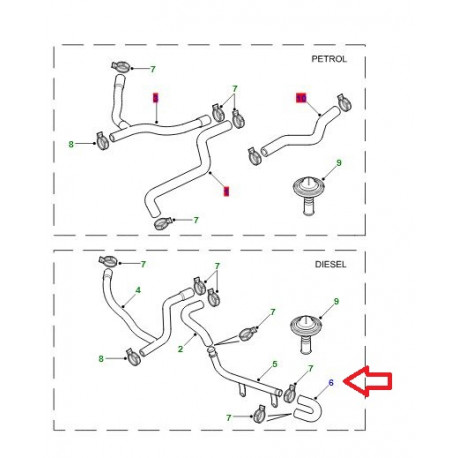 Land rover durite de chauffage Range P38 (PCH000030)