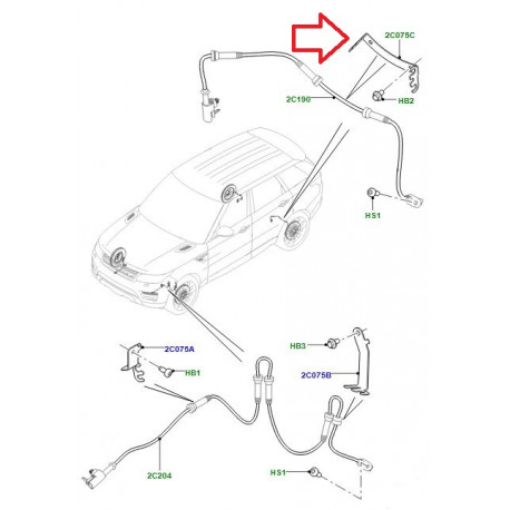 Land rover support capteur abs arriere Range (LR033304)