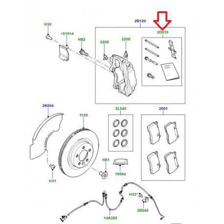 Land rover Kit coulisse etrier avant (LR113962)