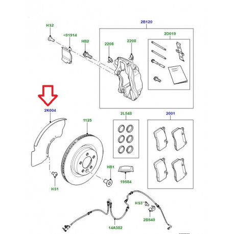 Land rover tole de protection disque avant droit (LR099008)