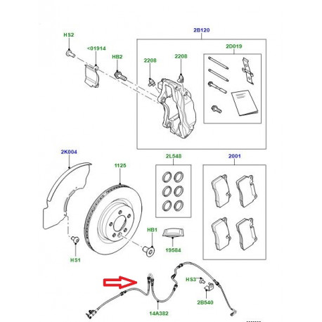 Land rover Temoin usure plaquette de frein avant (LR098988)