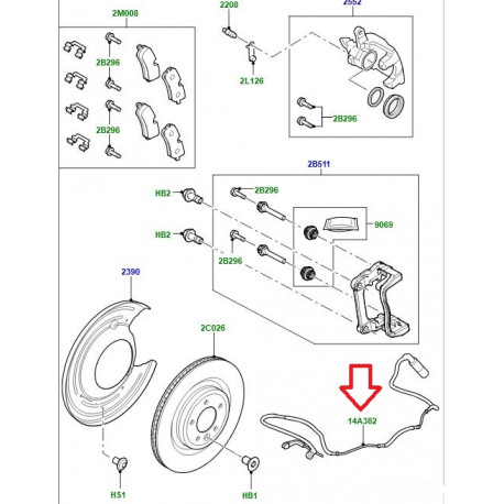 Land rover Temoin usure plaquette de frein arriere (LR084071)