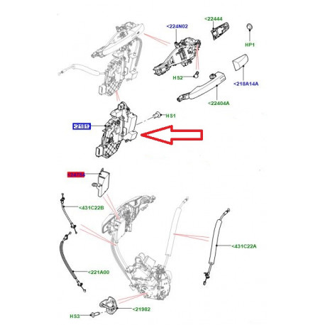 Land rover serrure porte avant droite Evoque (LR091525)