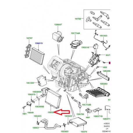 Land rover evaporateur Freelander 2 et Evoque (LR097253)