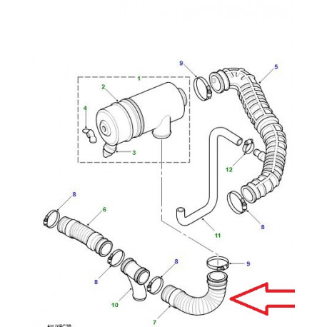 Land rover tuyau flexible entree epurateur air (ESR3032)