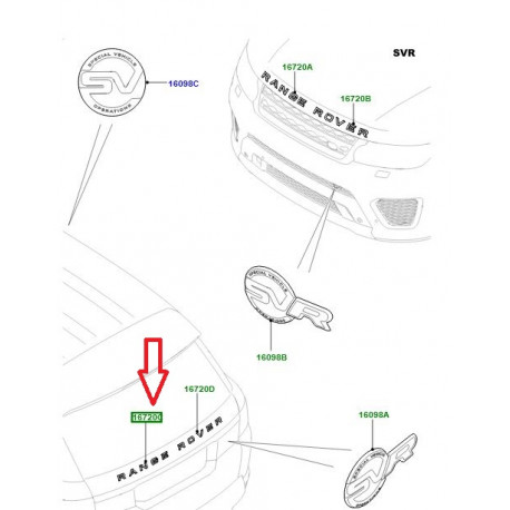 Land rover embleme-plastique (LR094387)