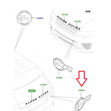 Land rover monogramme SVR arriere (LR062324)