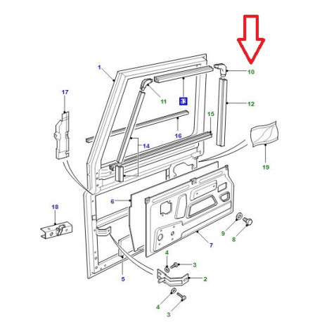 Land rover Jonction joint porte avant  Defender 90 (201235)