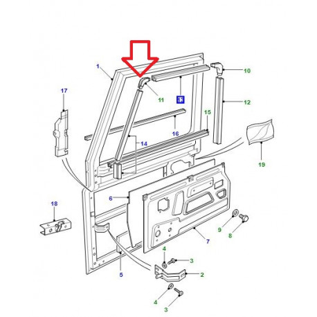 Land rover Jonction joint porte avant  Defender 90 (201647)