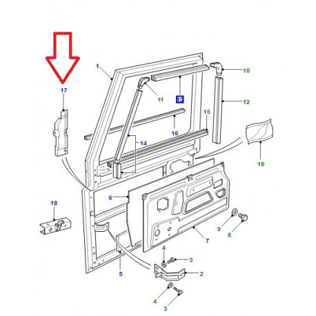 Land rover deflecteur porte avant droite DEFENDER (MXC7570)