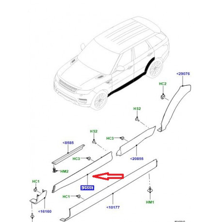 Land rover Moulure porte avant droite Range Sport (LR125985)