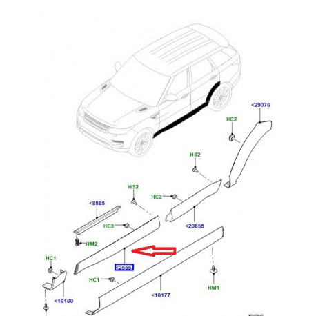 Land rover Moulure porte avant droite Range Sport (LR125985)