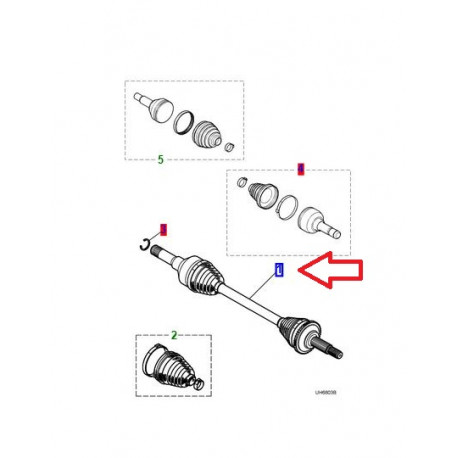 Jaguar cardan arriere droit S-Type,  XJ6 X350,  X358 et XJ8 X308 (C2C22868)
