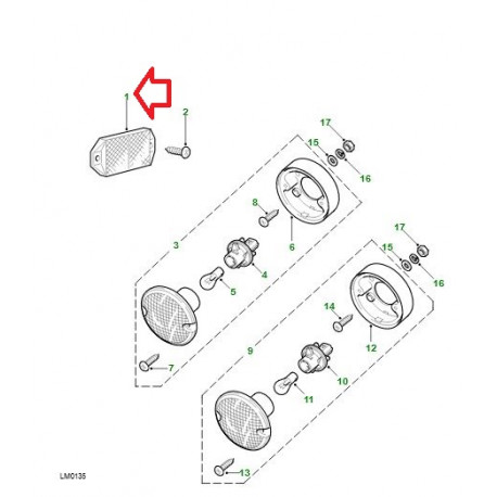 Land rover catadioptre ar Defender 90, 110, 130 (XFF100070)