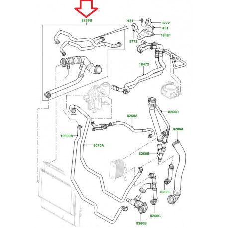 Land rover durite de radiateur Range L322 (PCH502390)