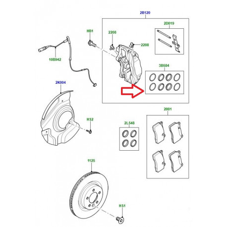 Land rover kit reparation piston etrier avant Range L322,  Sport (SEE500040)