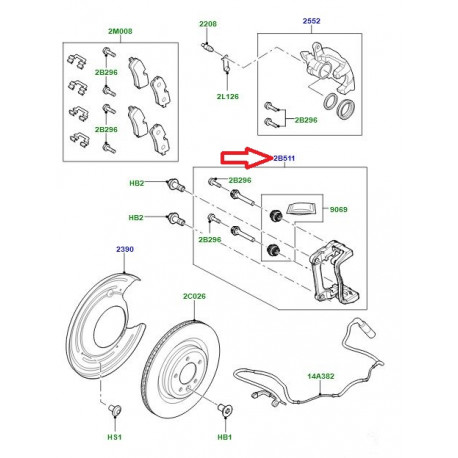 Land rover support etrier arriere gauche Range Sport (LR050778)