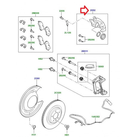 Land rover etrier arriere gauche  Range Sport (LR050776)