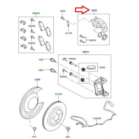 Land rover etrier frein  arriere droit Range Sport (LR050775)