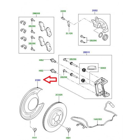 Land rover tole de protection-disque arriere gauche (LR082553)