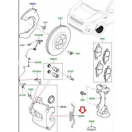 Land rover ressort-etrier de frein avant (LR061374)