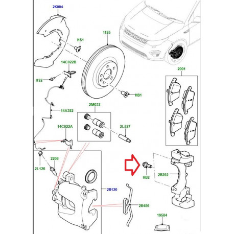 Land rover Vis etrier de frein avant  Evoque et Discovery sport (LR058339)