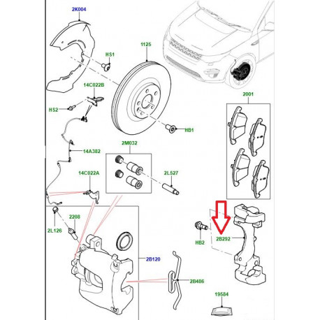 Land rover support etrier de frein avant gauche ou droite (LR061366)