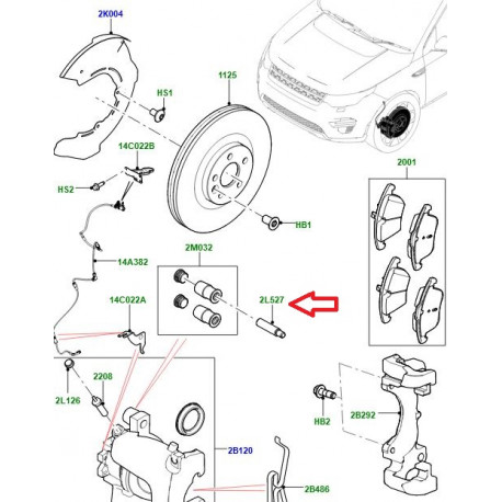 Land rover coulisseau etrier (LR061375)