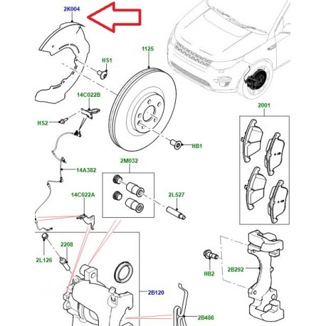 Land rover tole de protection disque avant droit (LR118813LR)