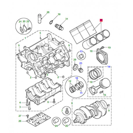 Land rover demi-coussin. a collet-vilebreq. (LEB101010L)
